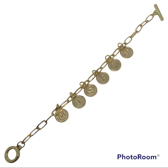 Gold Letter Charm MISFIT Charm Bracelet Handmade - Picture 5 of 5